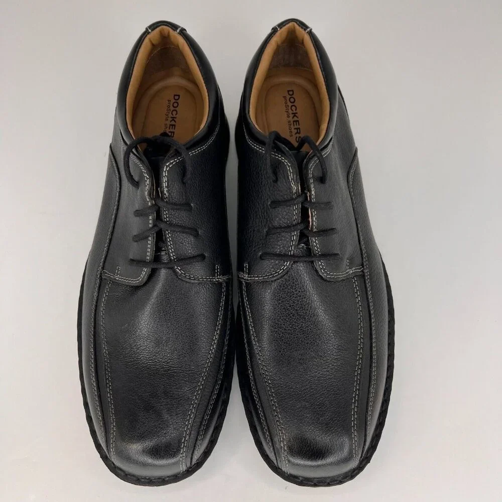 Dockers Mens Trustee Black Moc Toe Oxford Leather Size 11.5M Dress Shoes